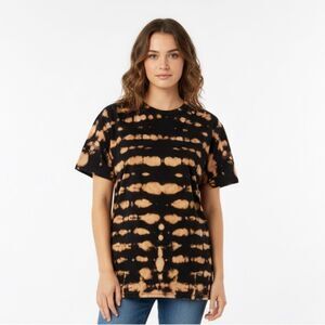 NEW Handmade Black & Orange Striped Reverse Tie-Dye Bleach-Dyed T-Shirt Sz Large